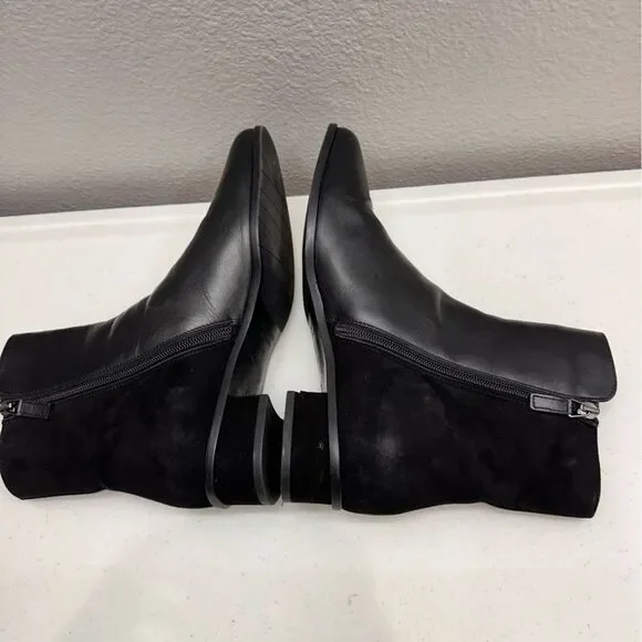 Aquatalia Boots Size 9 Lucia Black Ankle Womens Leather Suede Fall - Picture 6 of 8